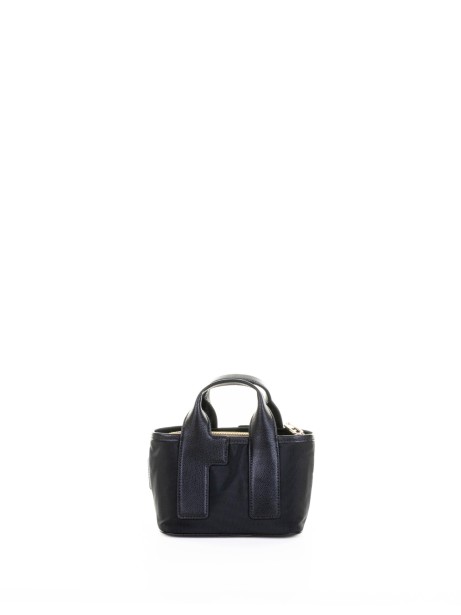 Borsa doppio manico nera in pelle