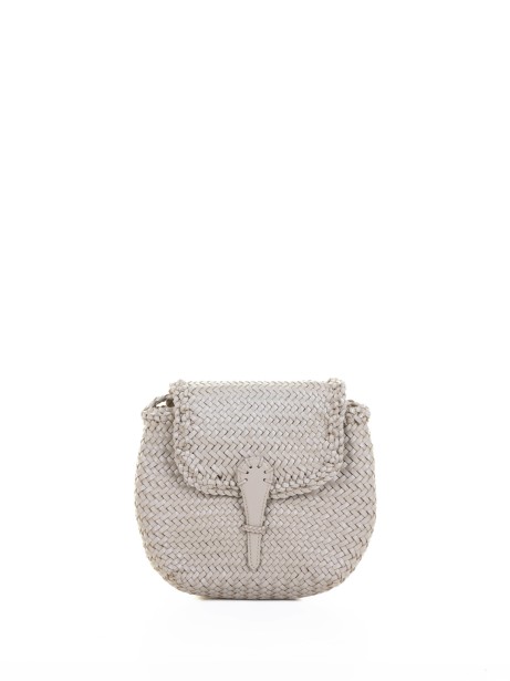 Borsa a tracolla Mini City intrecciata pearl