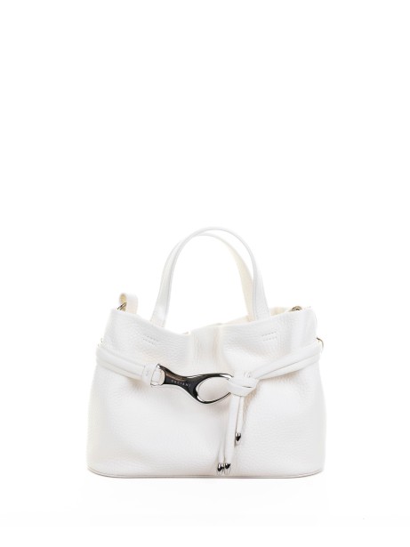 Shopper a spalla Dory S bianca in pelle