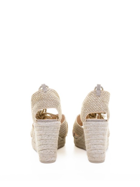 Sandalo Becca in juta e rayon con chiusura a nastri