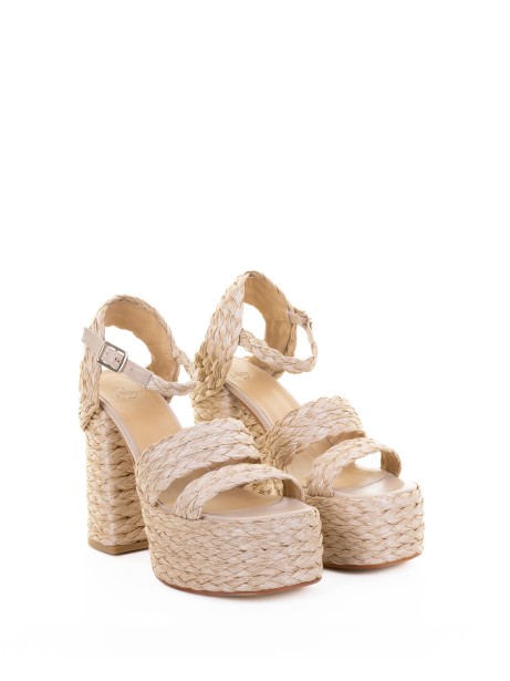 Sandalo Fresa in dyed raffia with strap closure
