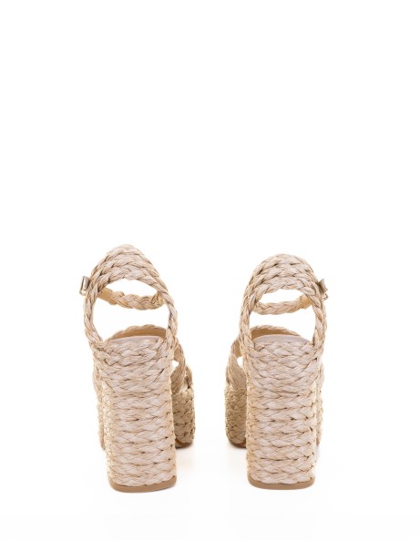 Sandalo Fresa in dyed raffia with strap closure