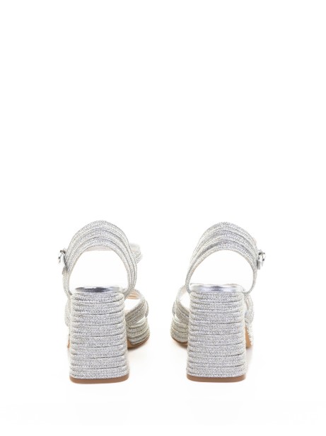 Sandalo Valle con intreccio metallizzato fatto a mano