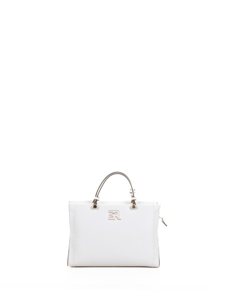 Borsa doppio manico small bianca in pelle