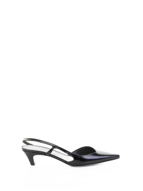 Black Brushed Leather Slingback Pump