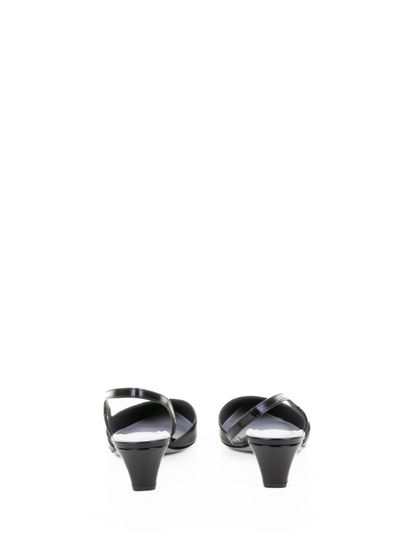 Black Brushed Leather Slingback Pump