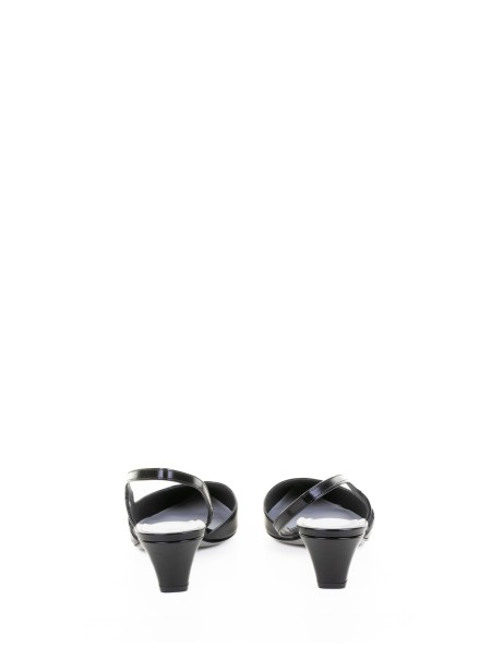 Black Brushed Leather Slingback Pump