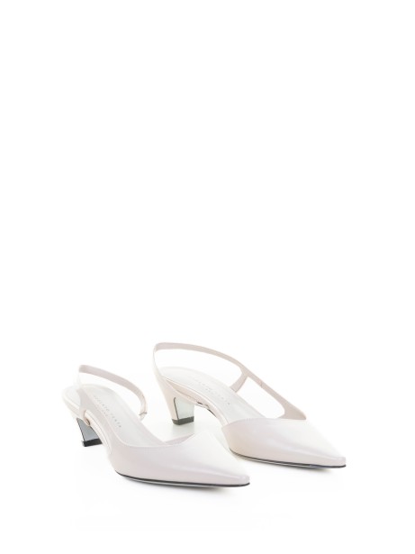 Décolleté slingback beige in pelle spazzolata