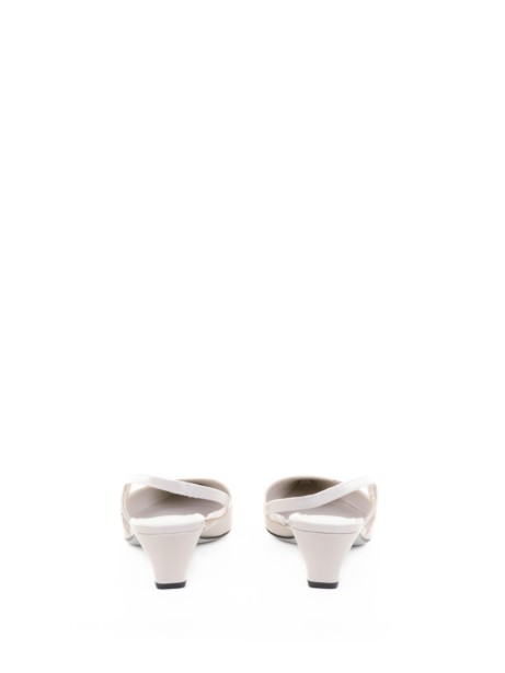 Décolleté slingback beige in pelle spazzolata