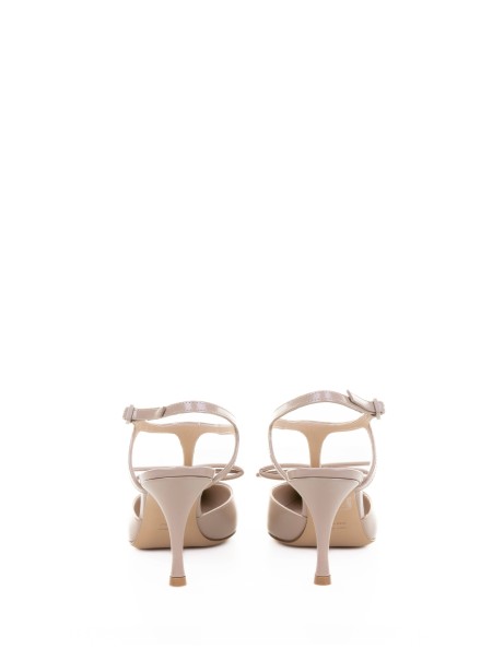 Décolleté cipria in pelle spazzolata con fiocco