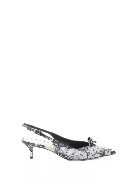 Décolleté slingback a punta in tessuto jacquard