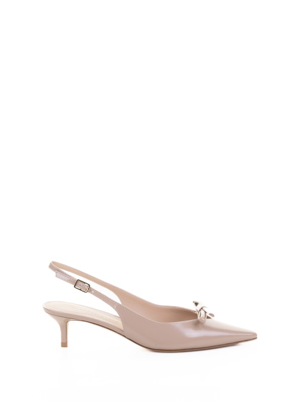 Décolleté slingback cipria in pelle