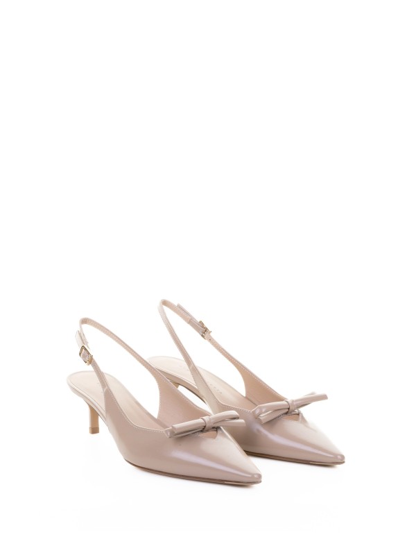 Décolleté slingback cipria in pelle