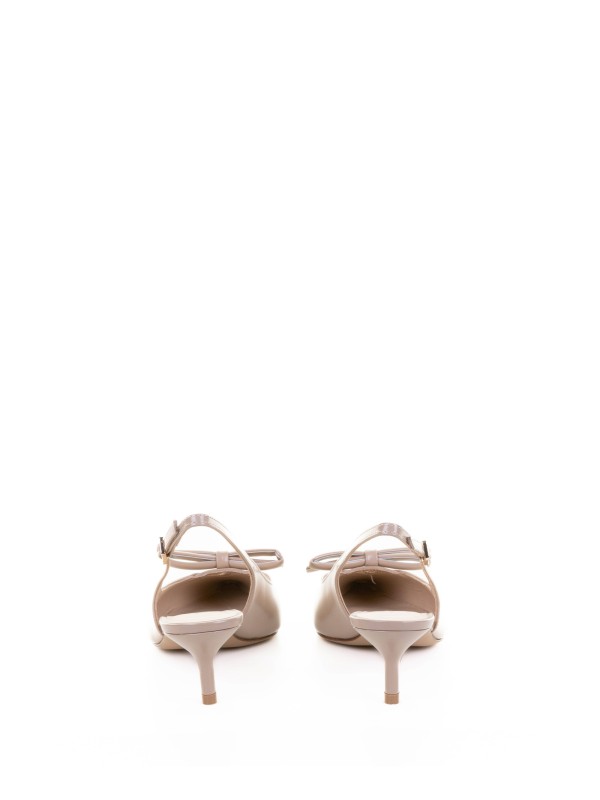 Décolleté slingback cipria in pelle