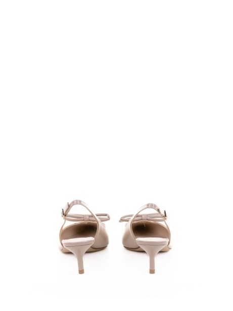 Décolleté slingback cipria in pelle