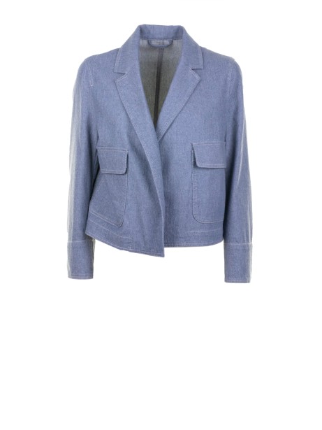 Giacca blazer donna avio corta in filo lurex