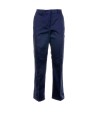 Pantalone blu stretch in cotone e raso