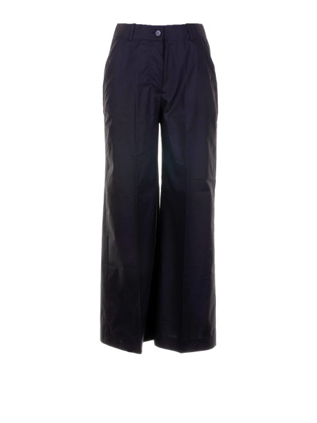 Pantalone nero in popeline stretch