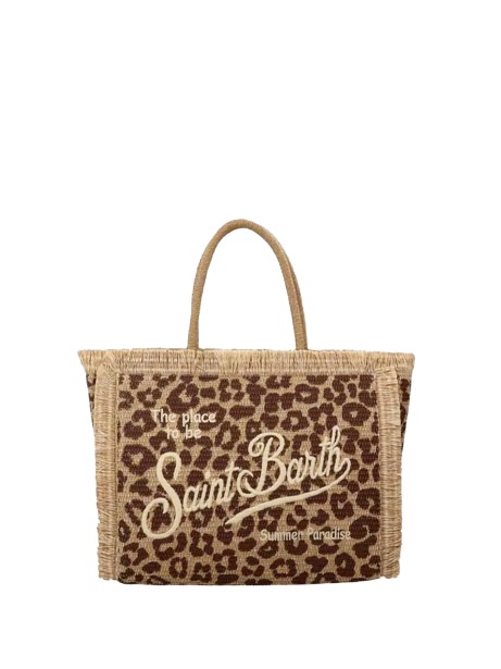 Shopping bag Colette leopardata in tela di lino