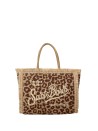Shopping bag Colette leopardata in tela di lino