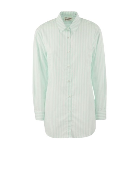 Camicia a righe verde in popeline