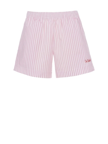Bermuda donna a righe in popeline