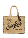 Borsa a spalla Vanity Rafia beige con bordo nero