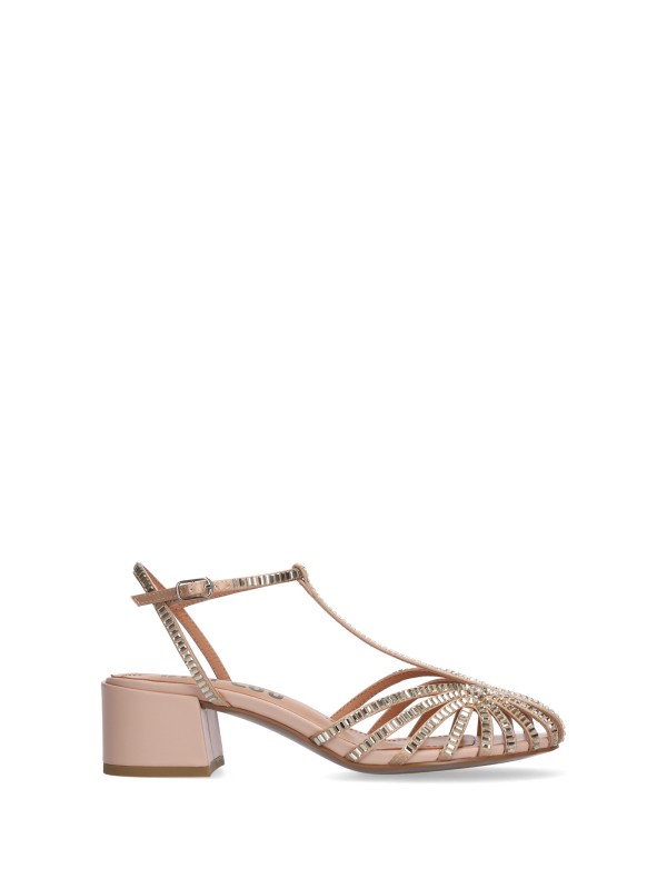 Nude sandal with rhinestones
