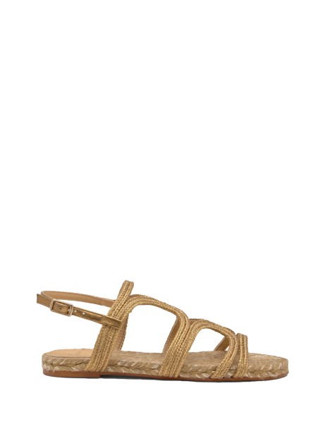 Pitra Flat Sandal with Metallic Handcrafted Weave