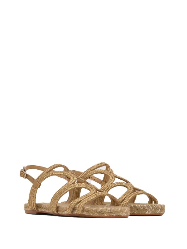 Pitra Flat Sandal with Metallic Handcrafted Weave