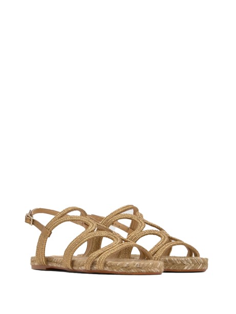 Pitra Flat Sandal with Metallic Handcrafted Weave