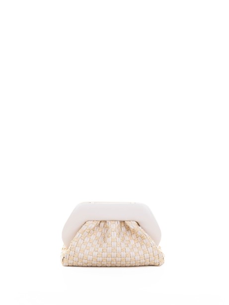 Vegan Checked Pattern Clutch with Shoulder Strap