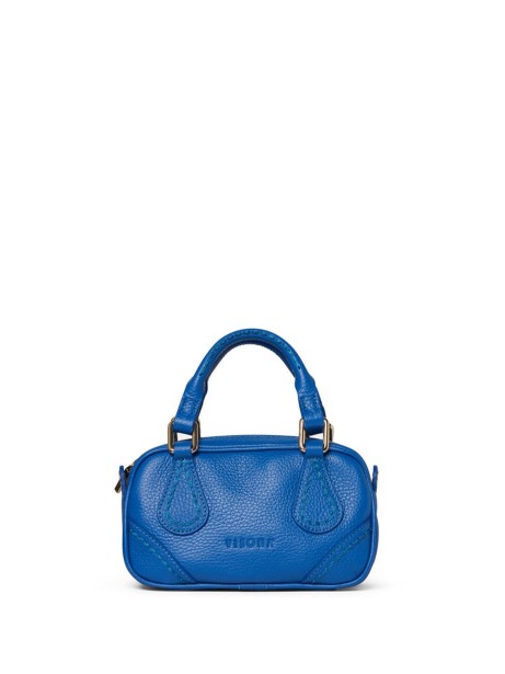 Borsa bauletto blu in pelle