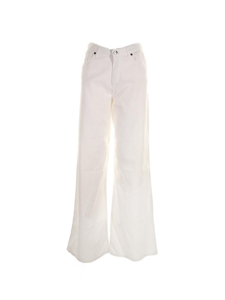 White wide leg high-waisted trousers