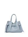 Borsa doppio manico celeste in pelle