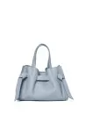Double handle light blue leather bag