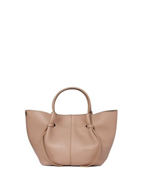 Antique pink leather shopping bag