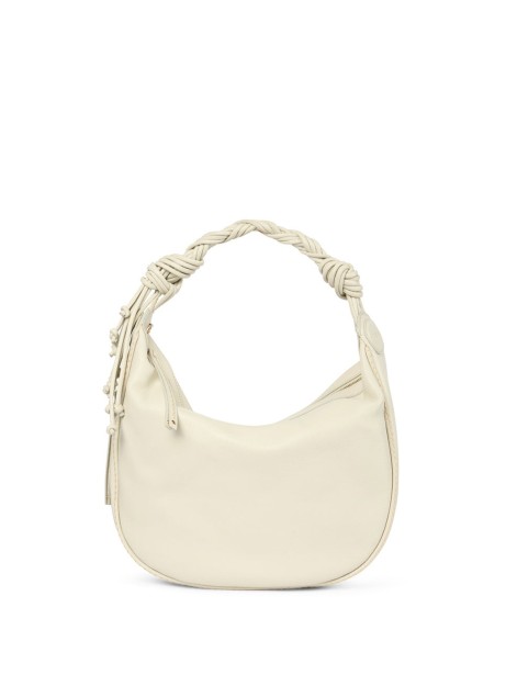 Borsa a spalla bianca in pelle