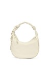 Borsa a spalla bianca in pelle