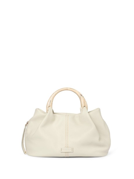 Borsa doppio manico in osso in pelle bianco
