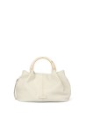 Borsa doppio manico in osso in pelle bianco