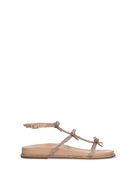 Sandali nude con strass e fiocchetti