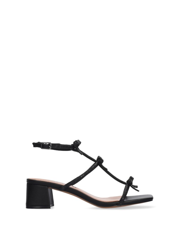Black Sandals with Rhinestones and Bows