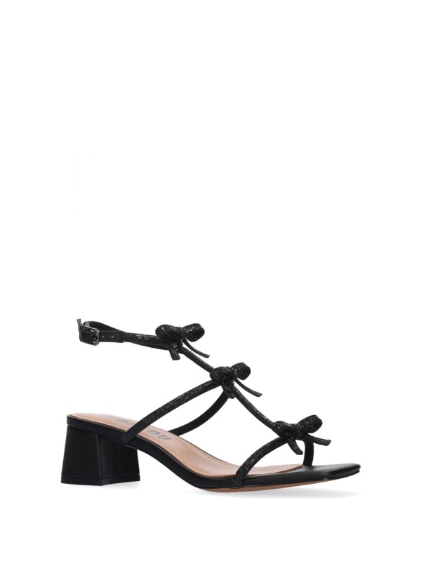 Black Sandals with Rhinestones and Bows