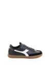 Sneaker nera in pelle e suede