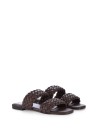 Ciabatta marrone in pelle intrecciata