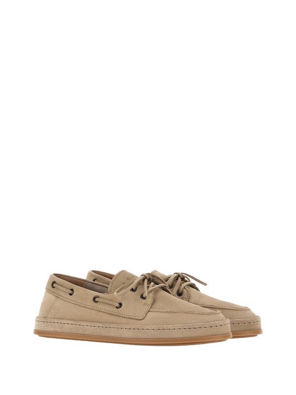 Mocassino da barca beige uomo