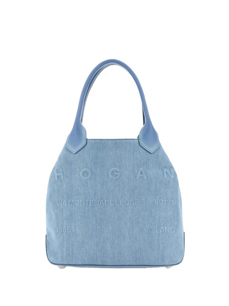 Shopping bag Script in tessuto jeans