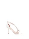 SSandalo bianco in pelle con  strass