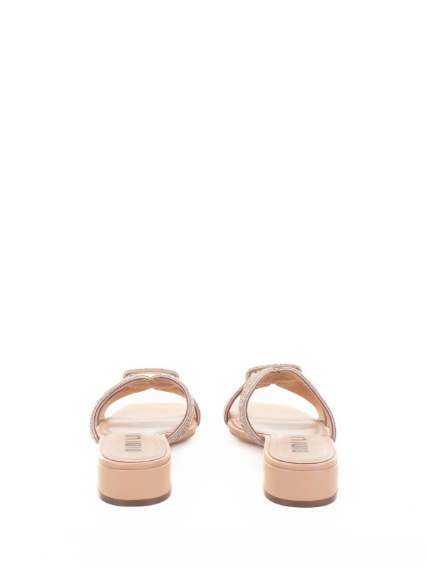 Nude slipper with rhinestones